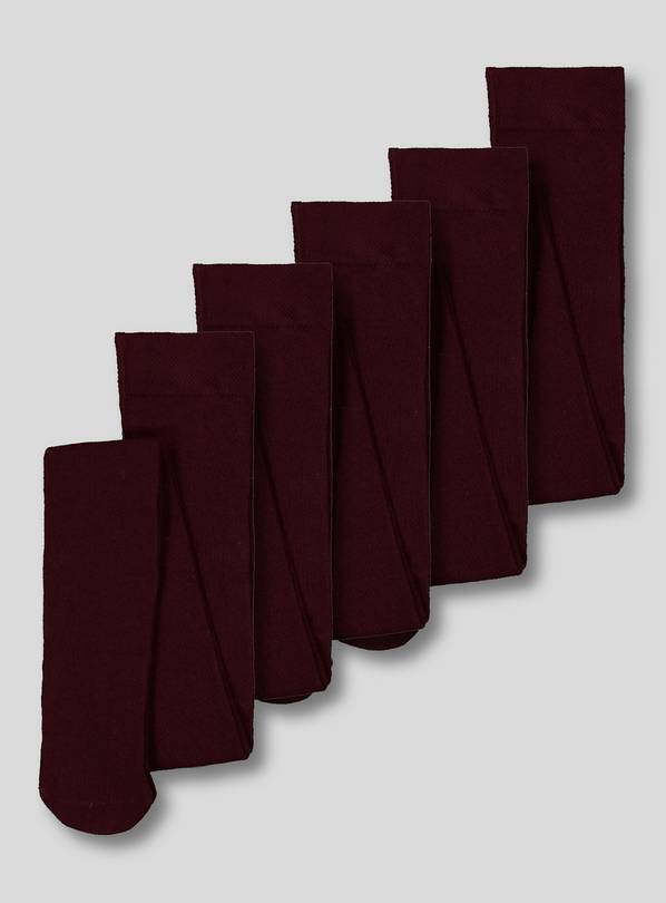 Burgundy Supersoft Tights 5 Pack 7-8 years